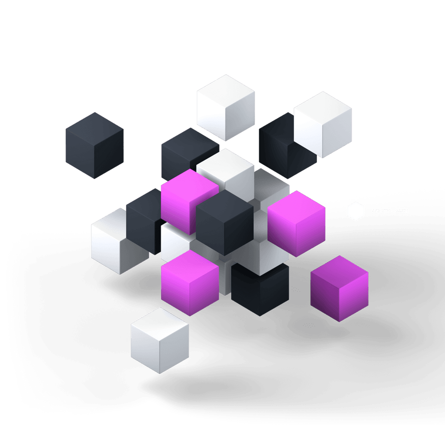 3d geometric cubes flying around